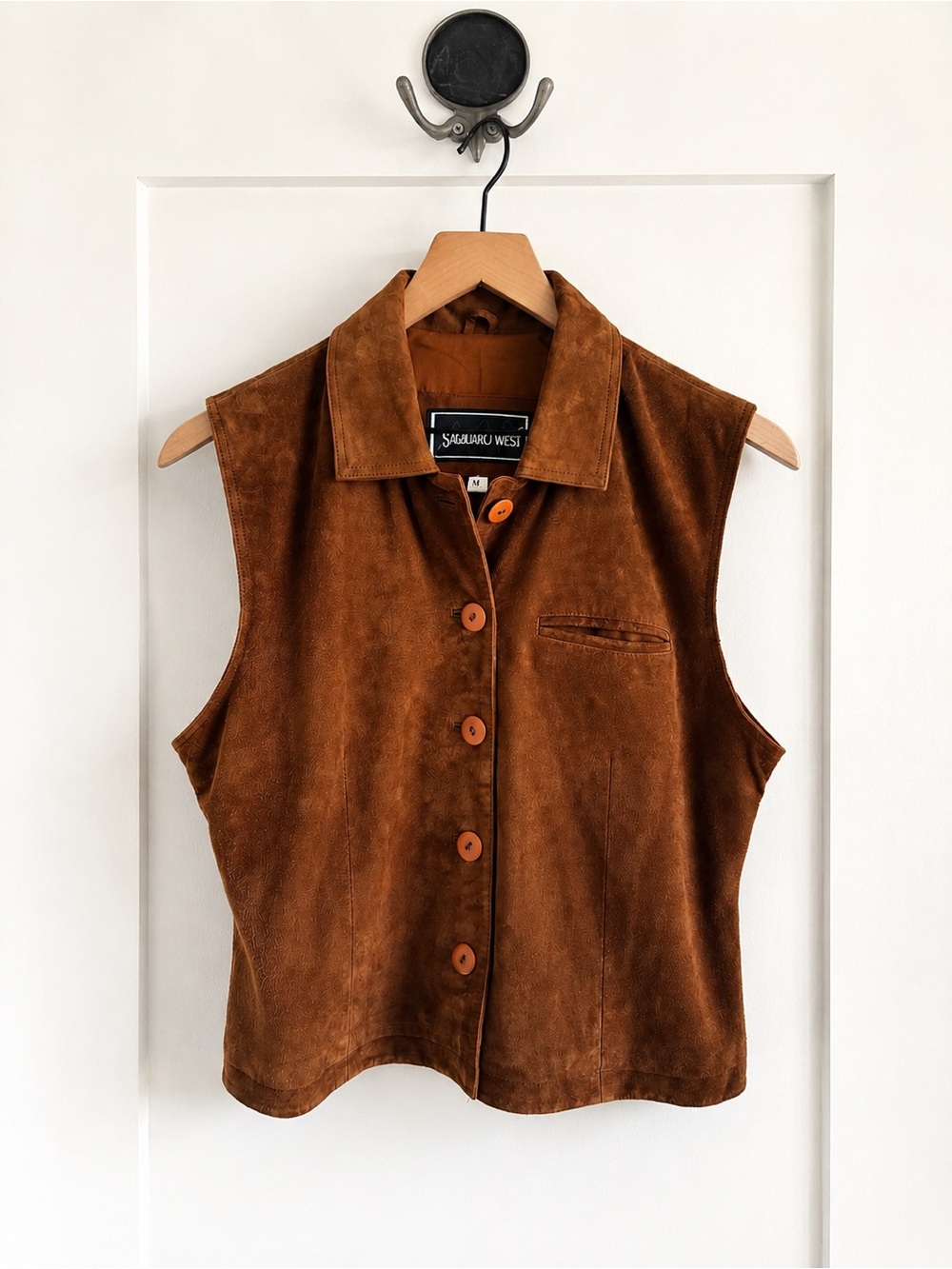 Vintage Y2K Leather Suede Vest Brown Western Minimalist